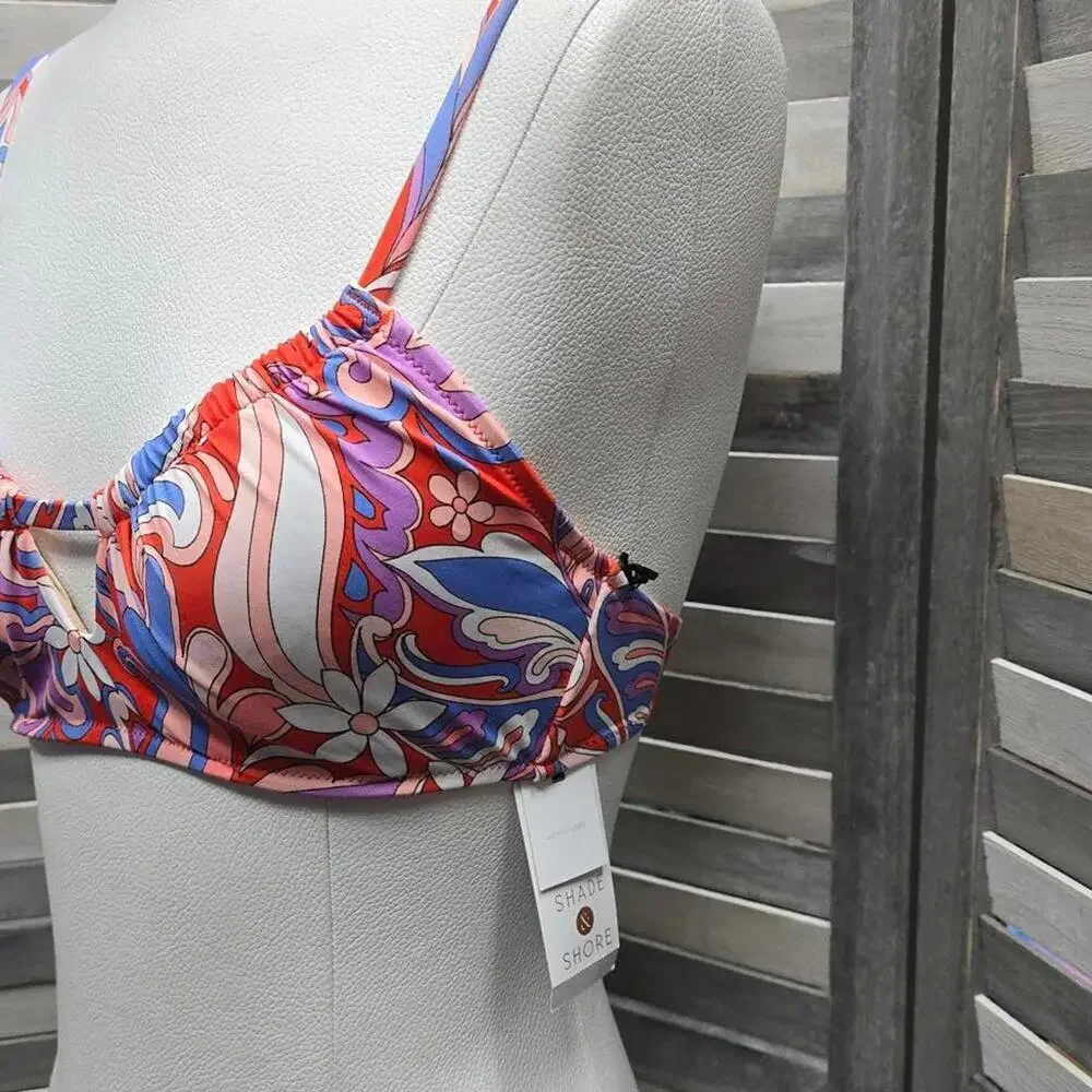 Lightly Lined Tunneled Front Keyhole Bralette Bikini Top | Shade & Shore | 32B